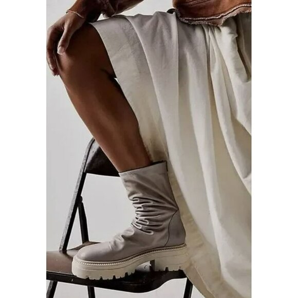 Free People Emma Ruched Boot Phantom Size 38.5 US 8.5 NEW - Picture 2 of 10